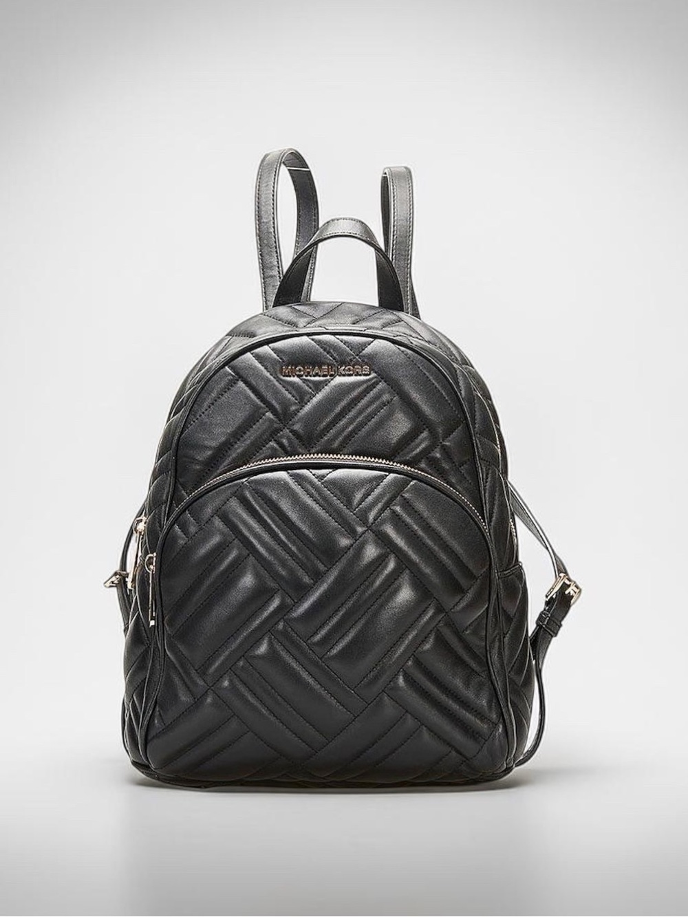 Michael Kors Black Leather Abbey Quilted Women's Backpack Medium Size
